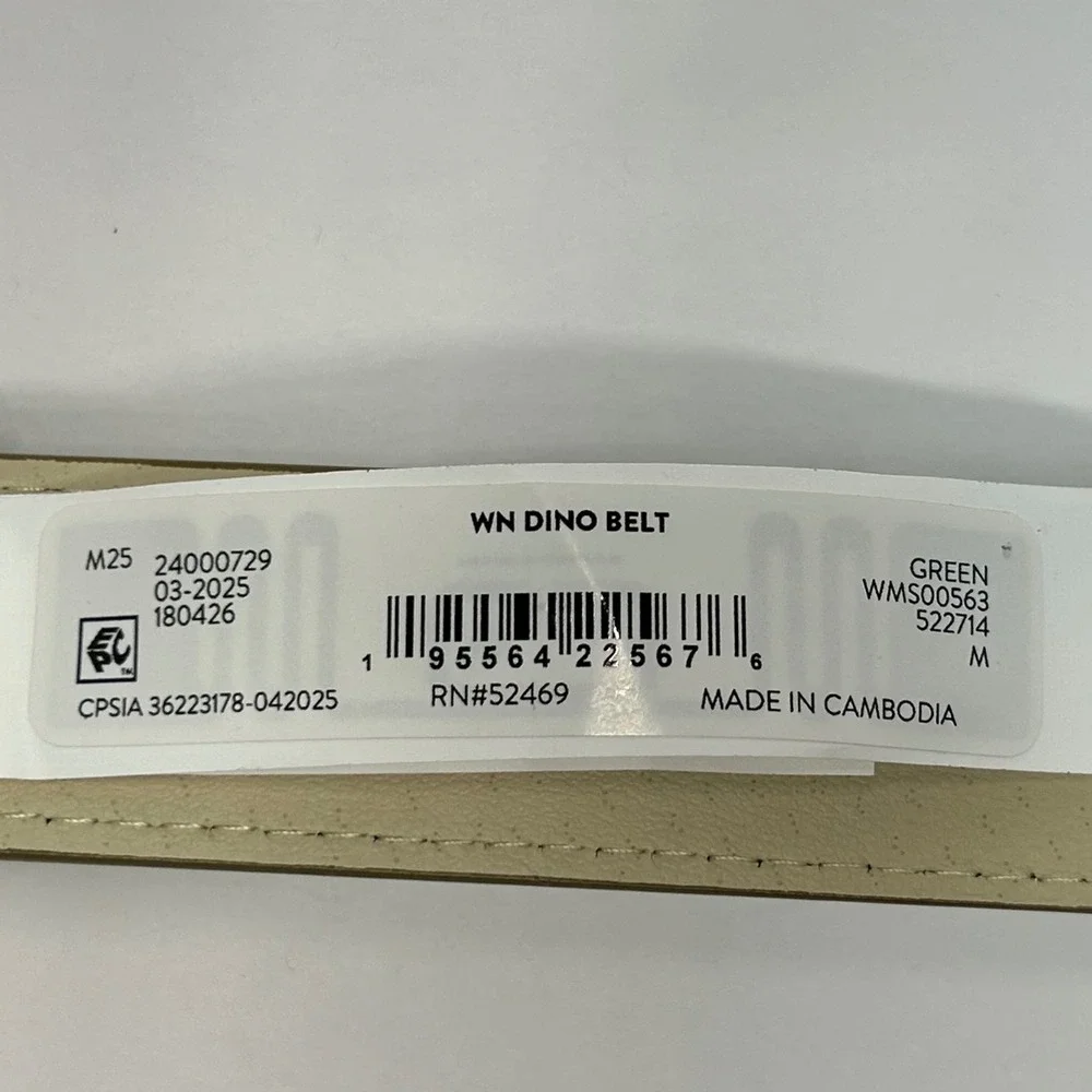 Wonder‎ Nation Boys Dinosaur Print Belt Olive Green Silver Buckle Size Medium